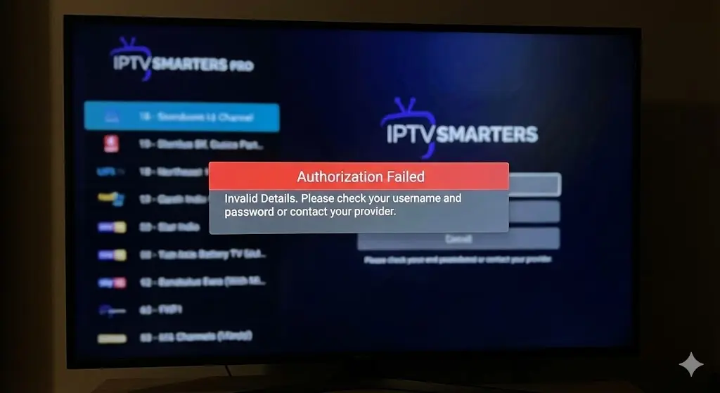 Authorization Failed IPTV Smarters